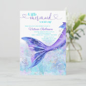 Invitation Queue de sirène Bébé Purple Baby shower bleu Turqu (Debout devant)