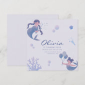 Invitation Queue de sirène bleu violet sous la mer Anniversai (Devant / Derrière)