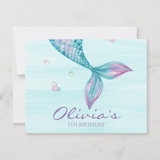Invitation Queue de sirène d'anniversaire (Devant)