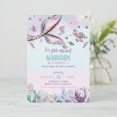 Invitation Queue de sirène de fond sous la mer Anniversaire (Debout devant)