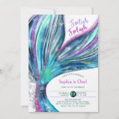 Invitation Queue de sirène Holographique Aquarelle 1er annive (Devant)