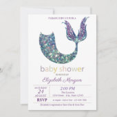 Invitation Queue de sirène mignonne pour Baby Shower (Devant)