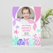 Invitation Queue de Sirène Mignonne, Sirène avec Photo d'Anni (Debout devant)