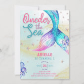 Invitation Queue de sirène Onder la mer 1er anniversaire (Devant)
