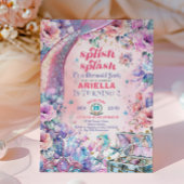 Invitation Queue de sirène pailletée de fleurs pour 2e annive