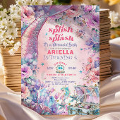 Invitation Queue de sirène pailletée de fleurs pour 4ème anni