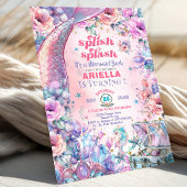 Invitation Queue de sirène pailletée fleurs 7ème anniversaire