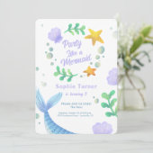 Invitation Queue de sirène pourpre sous la mer Anniversaire (Debout devant)