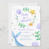 Invitation Queue de sirène pourpre sous la mer Anniversaire (Devant)