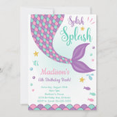 Invitation Queue de sirène pourpre sous l'Invitation d'annive (Devant)