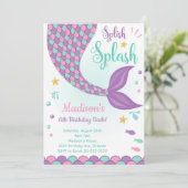 Invitation Queue de sirène pourpre sous l'Invitation d'annive (Debout devant)