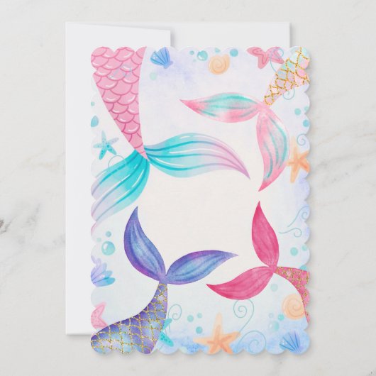 Invitation Queue de sirène rose Whimsical 17e anniversaire (Dos)