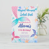 Invitation Queue de sirène rose Whimsical 17e anniversaire (Debout devant)