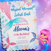 Invitation Queue de sirène rose Whimsical 17e anniversaire