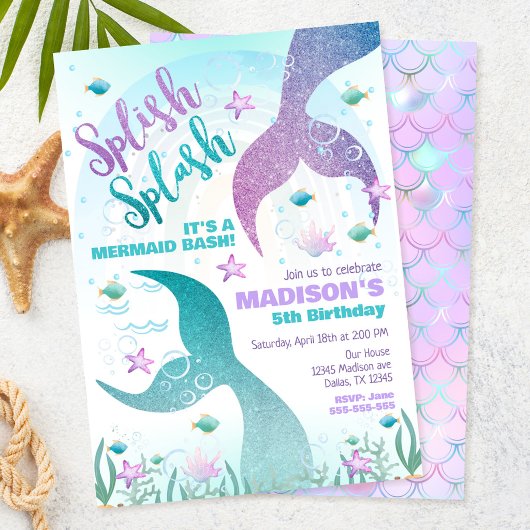 Invitation Queue de sirène sous la fête d'anniversaire de la 