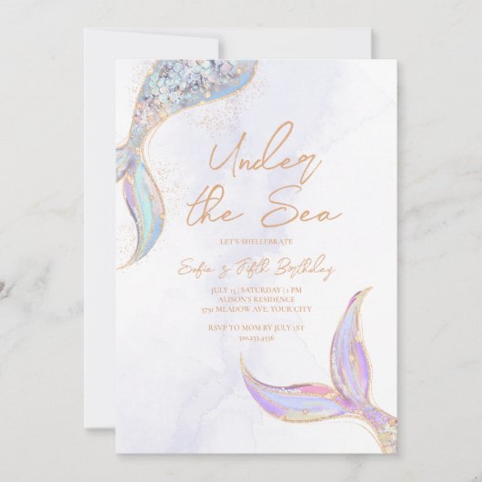 Invitation Queue de sirène sous la mer (Devant)