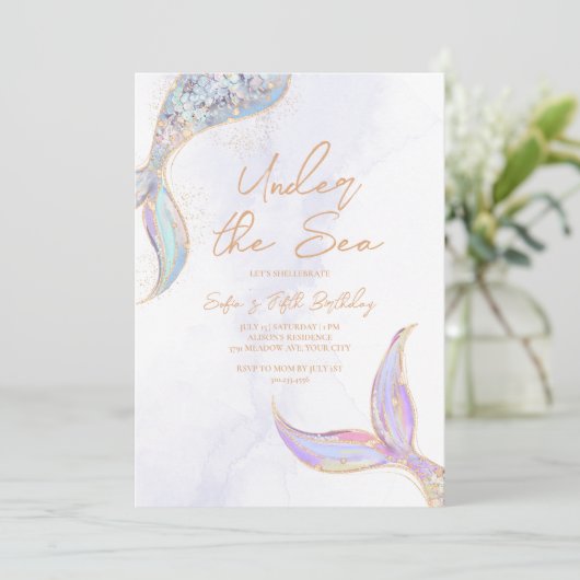 Invitation Queue de sirène sous la mer (Debout devant)