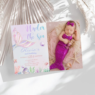 Invitation Queue de sirène sous la mer Anniversaire