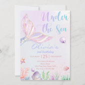 Invitation Queue de sirène sous la mer Anniversaire (Devant)