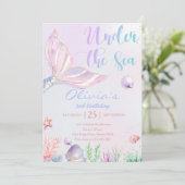 Invitation Queue de sirène sous la mer Anniversaire (Debout devant)
