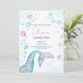 Invitation Queue de Sirène Sous la Mer Anniversaire Violet  (Debout devant)