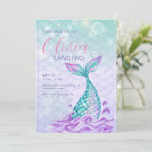 Invitation Queue de Sirène Sous la Mer Violet Anniversaire  (Debout devant)