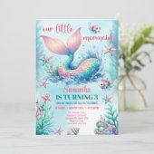 Invitation Queue de sirène turquoise à l'aquarelle tendance p (Debout devant)