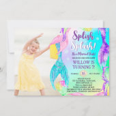 Invitation Queues de sirène de plage Anniversaire de enfant p (Devant)