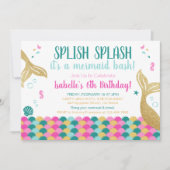 Invitation Queues de sirène sous l'invitation d'anniversaire (Devant)