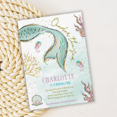 Invitation queueue de sirène pailletée de menthe s