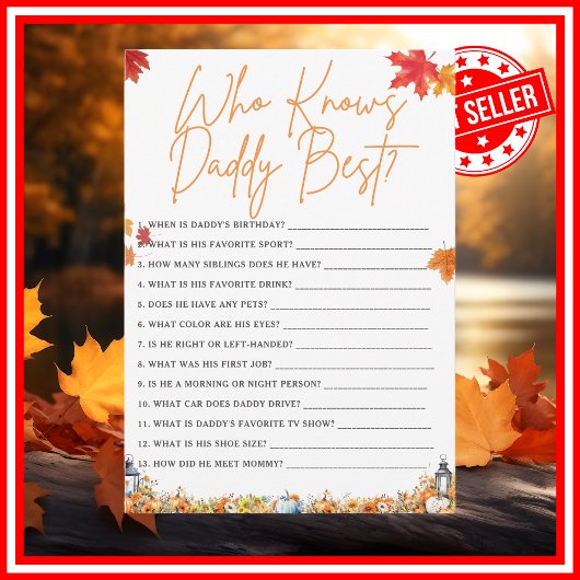 Invitation QUI CONNAÎT DADDY MEILLEUR CITROUILLE Baby shower