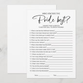 Invitation Qui connaît la mariée meilleur jeu de Fête des mar (Devant / Derrière)