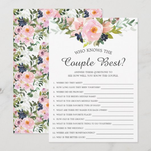 Invitation Qui connaît le couple la meilleure Fête des mariée (Devant / Derrière)