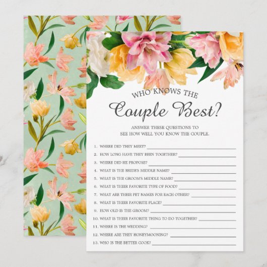 Invitation Qui connaît le couple meilleur jeu de Fête des mar (Devant / Derrière)