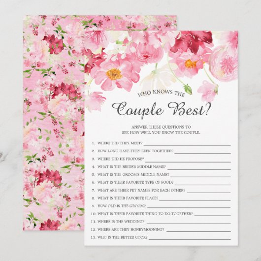 Invitation Qui connaît le couple meilleur jeu de Fête des mar (Devant / Derrière)