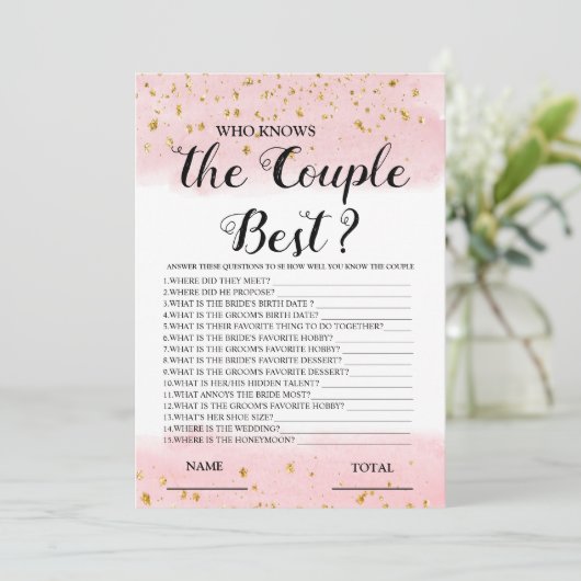 Invitation Qui connaît le Couple meilleur jeu de nuptiale ros (Debout devant)