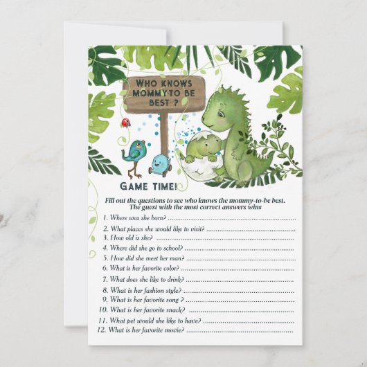 Invitation Qui connaît le mieux la future maman ? Jeu pour un (Devant)