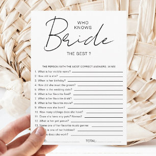 Invitation Qui connaît le mieux la mariée Jeu de Baby Shower