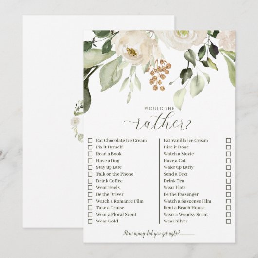 Invitation Qui connaît le mieux la mariée Jeu de douche Plutô (Devant / Derrière)