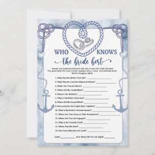 Invitation Qui connaît le mieux la mariée jeu mariage nautiqu