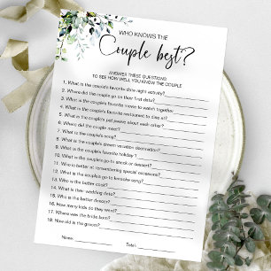 Invitation Qui connaît le mieux le couple Jeu de Baby Shower