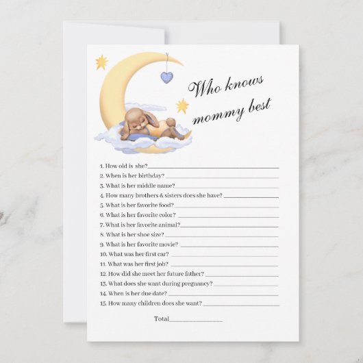 Invitation Qui connaît le mieux maman.  (Devant)