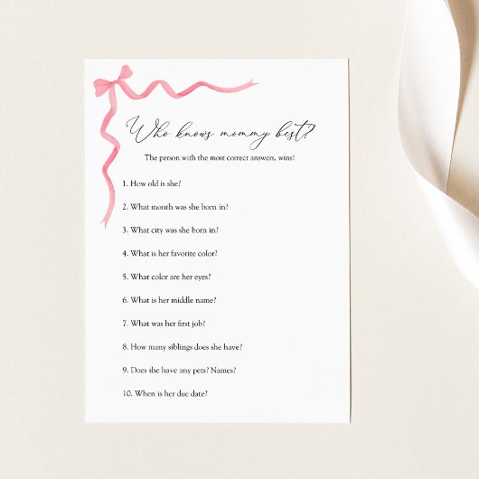 Invitation Qui connaît maman meilleur Baby shower jeu