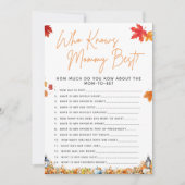 Invitation QUI CONNAÎT MOMMY BEST Questions Baby shower Jeu (Devant)