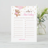 Invitation Qui est ce bébé Baby shower photo Teddy Bear Card (Debout devant)