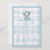 Invitation Qui est ma maman mignonne Grey Bear Boy Shower Jeu (Devant)