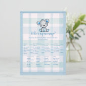 Invitation Qui est ma maman mignonne Grey Bear Boy Shower Jeu (Debout devant)