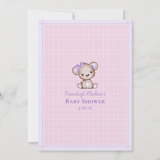 Invitation Qui est ma maman mignonne pourpre ours ours ours c (Dos)