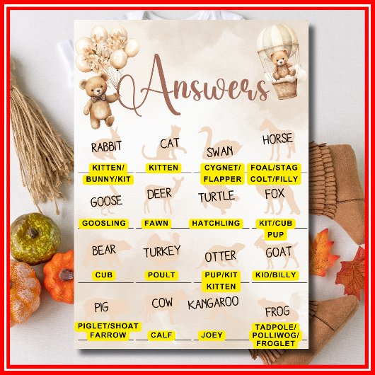 Invitation QUI EST MON Baby shower JEU Bear mignonne