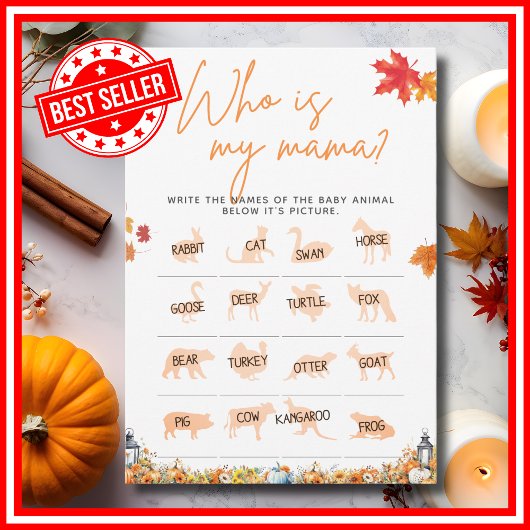 Invitation QUI EST MON MAMA Baby shower Jeu Un Petit Citrouil